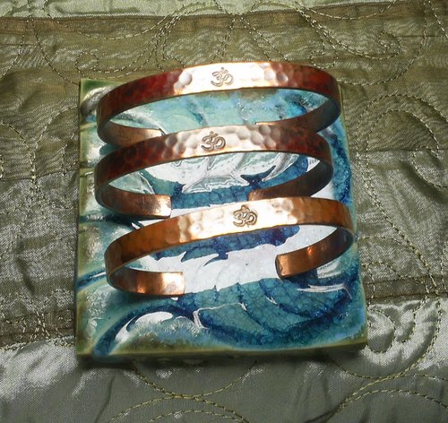 Om Hammered Copper Bracelet