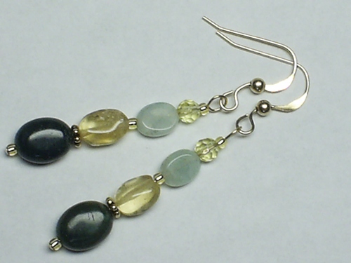 Aquamarine Citrine Jasper ~ Gold Filled Earrings