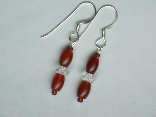 Carnelian and Glass ~ Sterling Silver Earrings