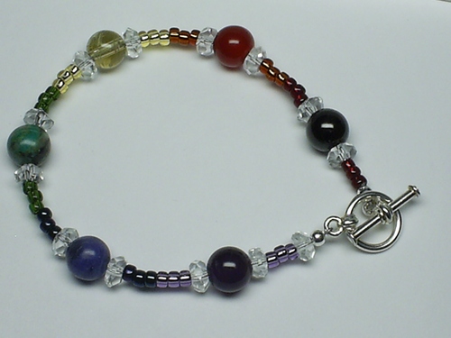 Chakra Bracelet 7.25&quot; with Toggle Clasp ~ Sterling Silver
