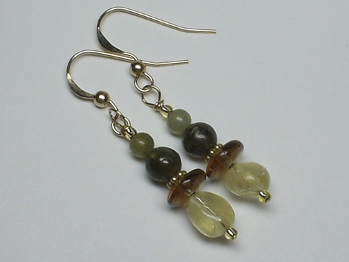 Citrine Smoky Taupe &amp; Labradorite ~ Gold-Filled Earrings