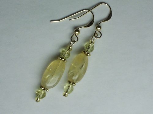 Citrine with Czech Glass ~ Gold Filled Earrings