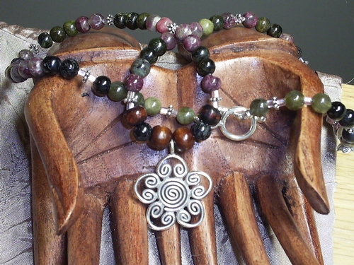 &quot;Flower Star&quot; Necklace ~ Hill Tribe Silver with Watermelon Tourmaline