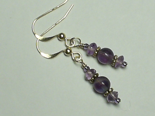 Fluorite Amethyst ~ Gold Filled Earrings