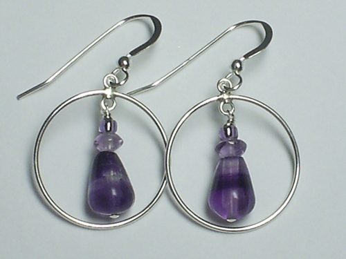 Fluorite Round Sterling Dangles ~ Sterling Silver Earrings