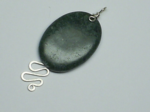 Green Jasper Squiggle ~ Tarnish Resistant Silver Base Metal