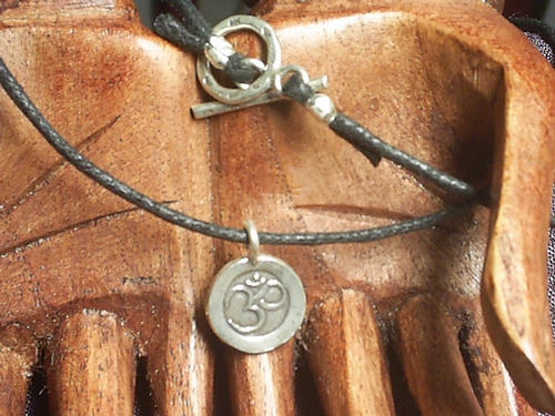 Large OM Symbol with Toggle Clasp BLACK ~ Karen Hill Tribe Silver