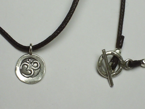 Large OM Symbol with Toggle Clasp BROWN ~ Karen Hill Tribe Silver
