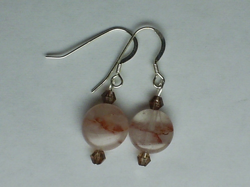 Lithium Quartz Coins ~ Sterling Silver Earrings