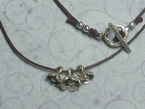 Lotus Delight on Brown Woven Cotton ~ Karen Hill Tribe Silver