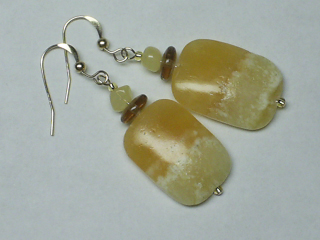 Orange Calcite with Honey Jasper ~ Gold Filled Earrings