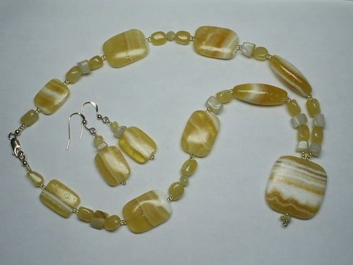 Orangey- Yellow Calcite Necklace and Earring Set ~ Gold Filled
