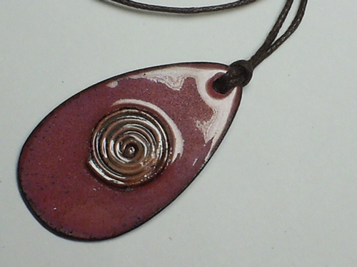 Oval Single Swirl Pendant Necklace on Woven Cotton Cord
