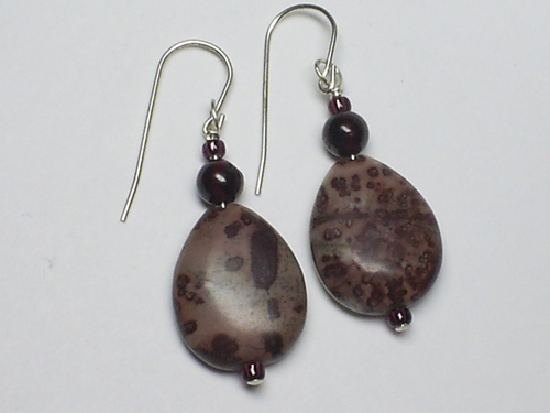 Picture Jasper and Garnet ~ Sterling Silver Earrings