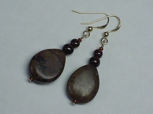 Picture Jasper with Garnet ~ Gold Filled Earrings