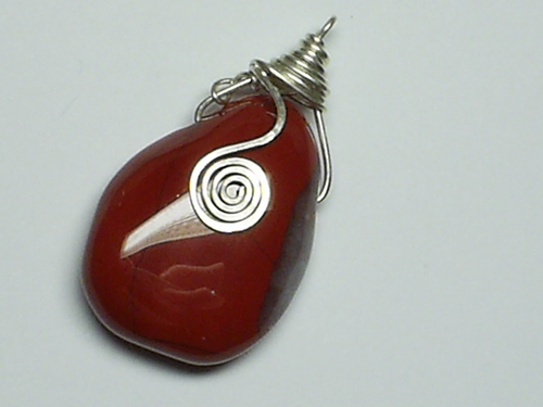 Red Jasper Swirl Pendant ~ Sterling Silver