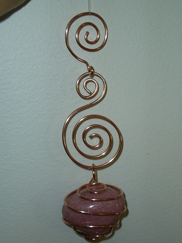 Rhodonite Hanger 5 1/4&quot; total length ~ Copper