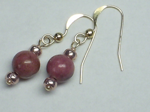 Rhodonite ~ Sterling Silver Earrings