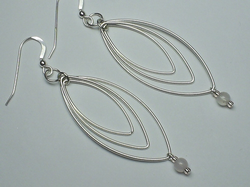 Rose Quartz Accented on Triple Rounded Ovals ~ Sterling Silver Earrings