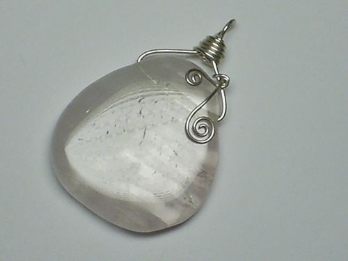 Rose Quartz Swirly Pendant ~ Sterling Silver
