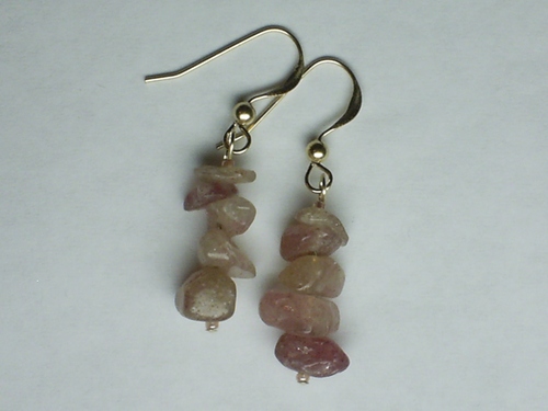 Rosy Rock Chips ~ Gold Filled Earrings