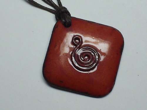 Rounded Diamond Spiral Flip Pendant Necklace on Woven Cotton Cord
