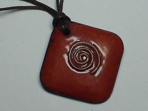 Rounded Diamond Spiral Pendant Necklace on Woven Cotton Cord