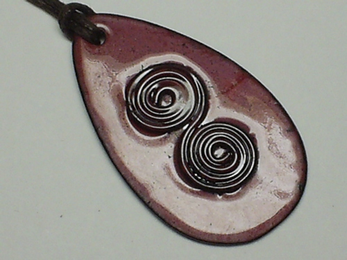 Rounded Double Swirl Pendant Necklace on 1mm Woven Cotton Cord