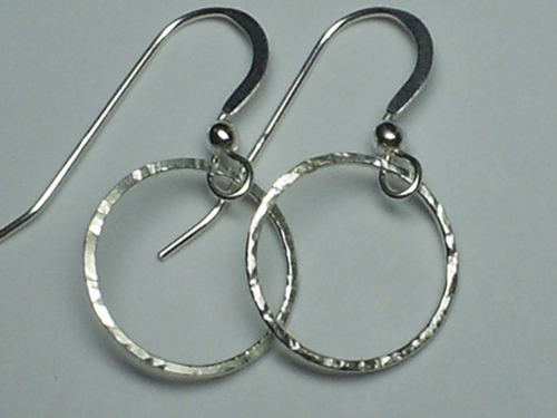 Round Mini Hand Hammered Sterling Silver Earrings