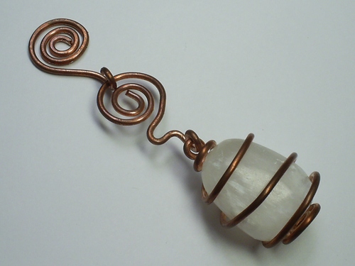 Selenite Double Swirl Hanger 4 1/8&quot; total length ~ Copper
