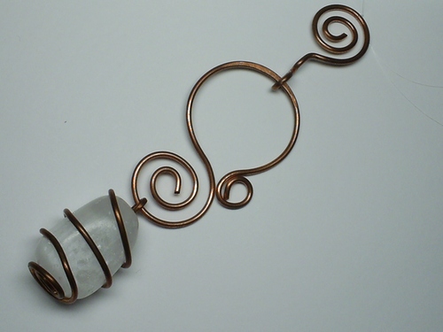 Selenite Swirly Hanger 6&quot; total length~ Copper