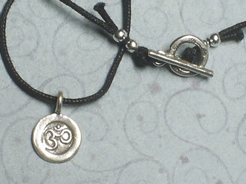 Small OM Symbol with Toggle Clasp BLACK ~ Karen Hill Tribe Silver