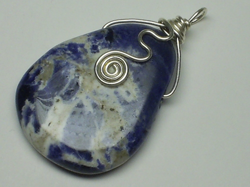 Sodalite Swirl Pendant ~ Sterling Silver