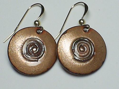 Swirly Rounds Glass Enamel ~ Gold Filled Earrings
