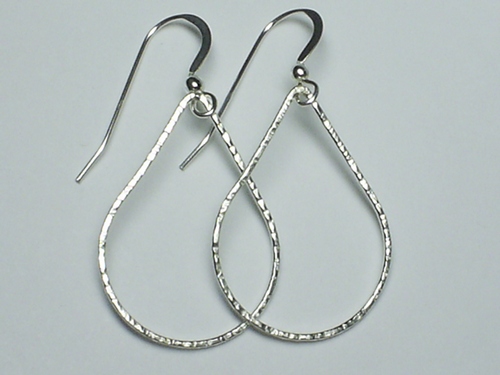 Teardrop Hand Hammered Sterling Silver Earrings