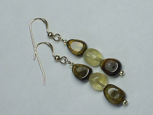 Tigers Eye Citrine ~ Gold Filled Earrings