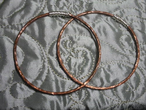 Hand Hammered Copper and Silver &quot;Silver Linings&quot; Bangles