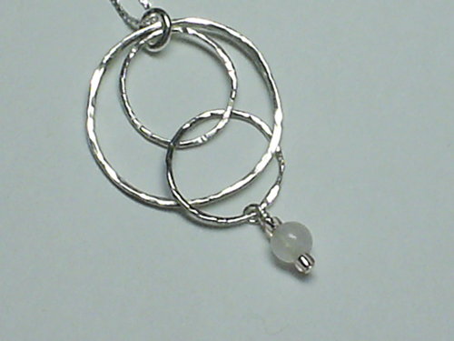 Sterling Silver Triple Hoop with Rose Quartz