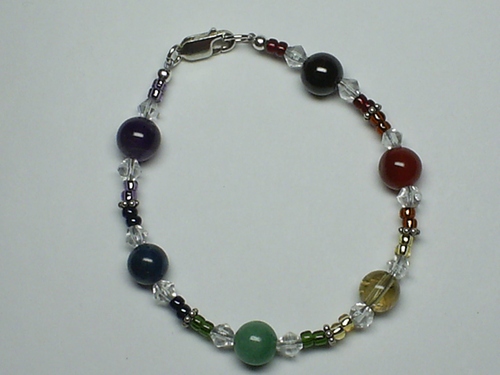 Chakra Bracelet 7&quot; ~ Sterling Silver