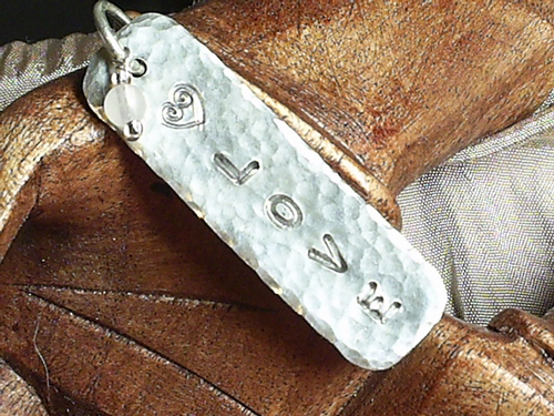 Custom Hand Hammered &quot;SWIRLY LOVE&quot; Tag ~ Sterling Silver