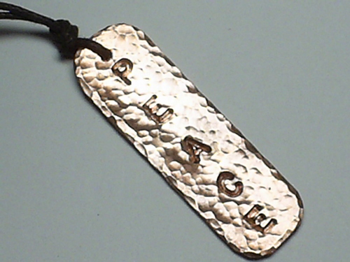 Custom Hand Hammered &quot;PEACE&quot; Tag Necklace ~ Copper
