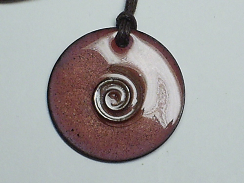 Round Earthy Toned Open Swirl Pendant Necklace on Woven Cotton Cord