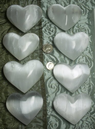 Selenite Hearts XS