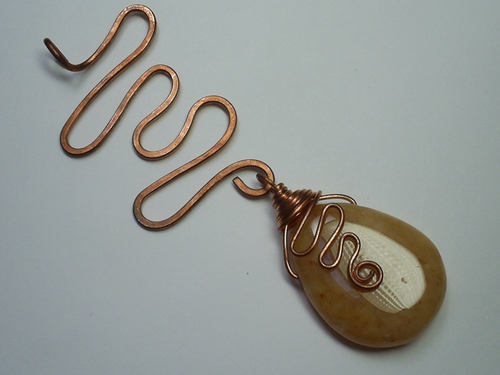 Yellow Jasper Hanger 5&quot; total length ~ Copper