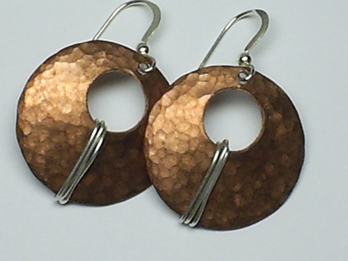 Hand Hammered Copper Sterling &quot;Silver Linings&quot; Earrings