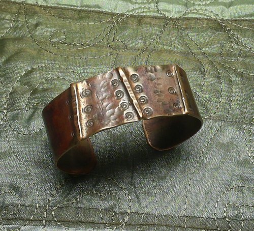 Hand Formed Spiraly Copper Cuff