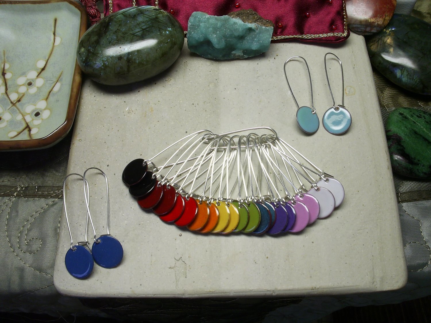 Lollipop Dots ~ 1/2&quot; Fused Glass Enamel and Sterling Earrings