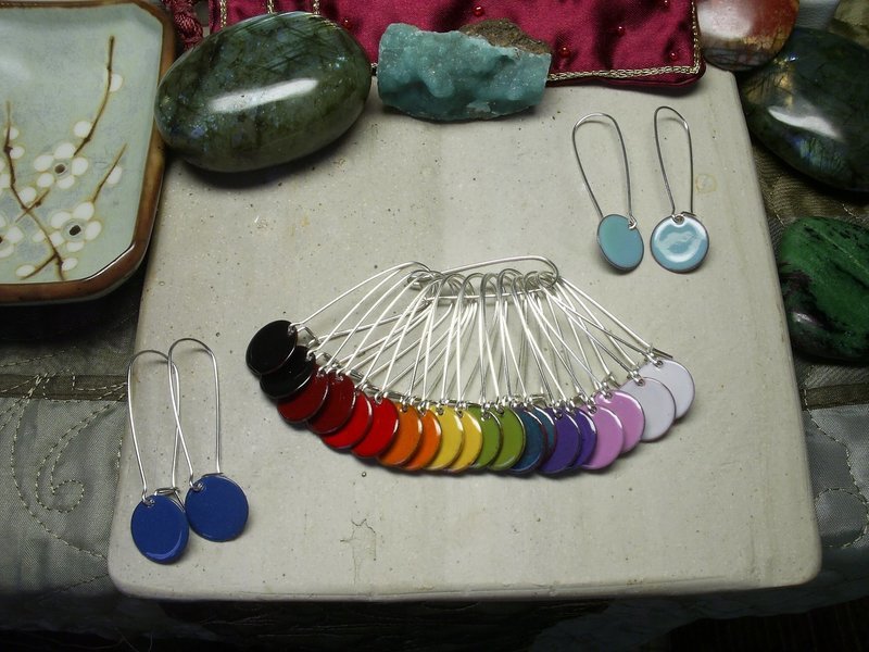 Lollipop Dots ~ 1/2&quot; Fused Glass Enamel and Sterling Earrings
