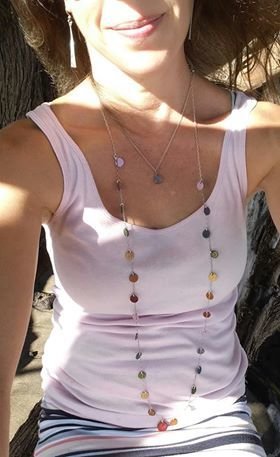 Double Chakra Love Cascade Sterling Silver Necklace 38&quot; to 46&quot; custom