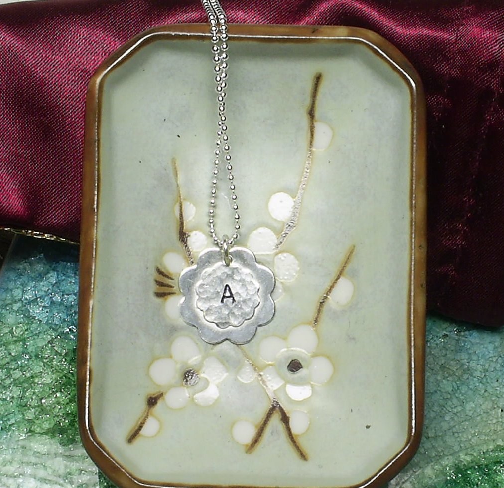 Custom Inital on Sterling Flower